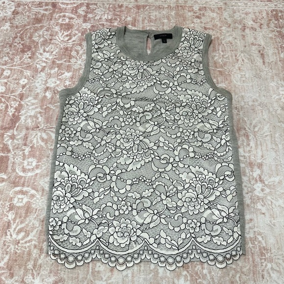 J. Crew Tops - J CREW 100% Merino Wool Lace Top